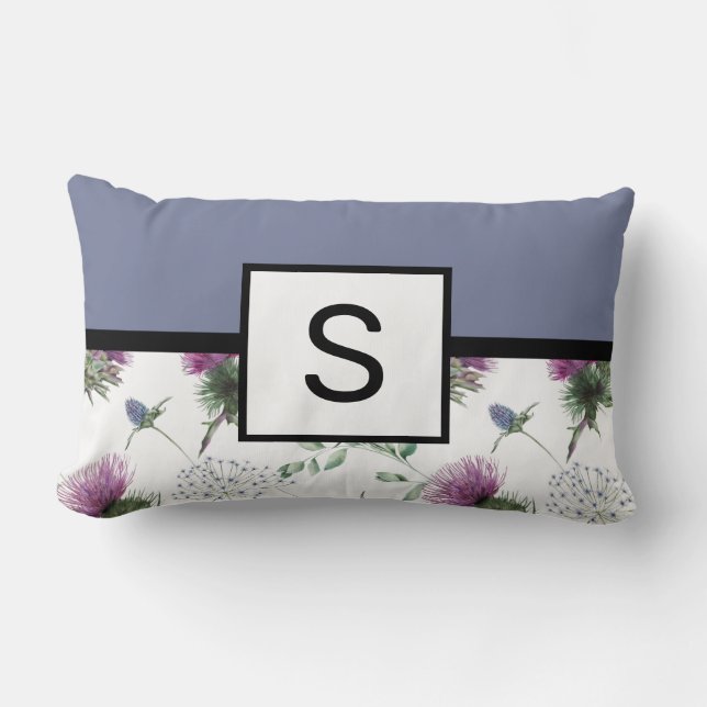 Lilac Floral Monogram Lendenkissen (Vorderseite)