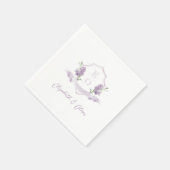 Lilac Floral Monogram Wappen Wedding Serviette (Ecke)