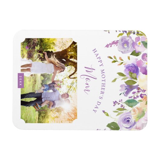 Lilac Floral Mother Day Foto Magnet (Horizontal)