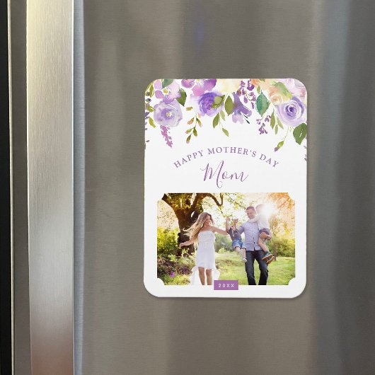 Lilac Floral Mother Day Foto Magnet