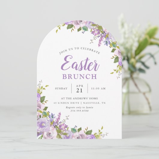 Lilac Floral Oaster Brunch Party Einladung (Stehend Vorderseite)