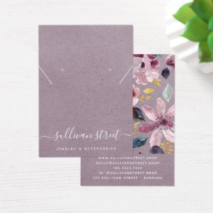 Lilac Floral Orings Necklace Display Card