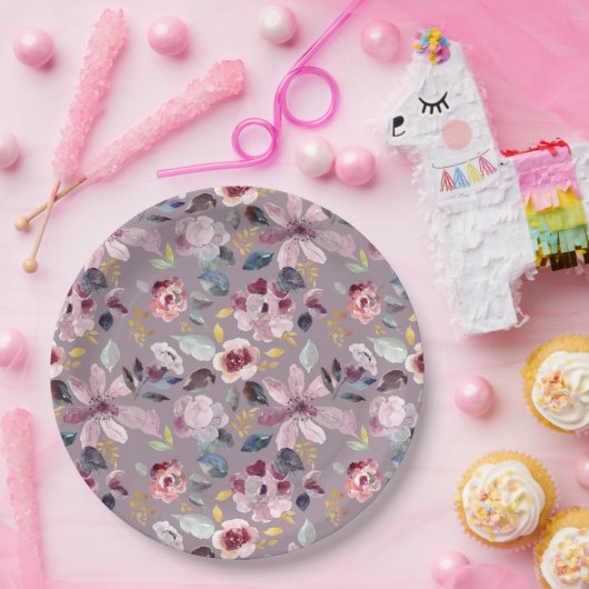 Lilac Floral Pappteller (Party)