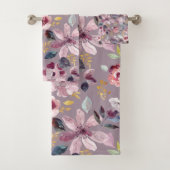 Lilac Floral Pattern Badhandtuch Set (Insitu)