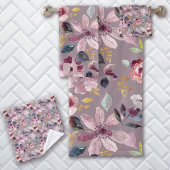 Lilac Floral Pattern Badhandtuch Set