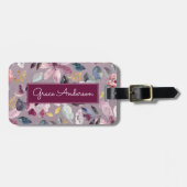 Lilac Floral Pattern Gold Foil Monogramm Gepäckanhänger (Vorderseite horizontal)