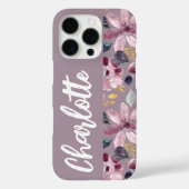 Lilac Floral Pattern Monogram Case-Mate iPhone Hülle (Rückseite)