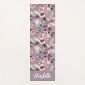 Lilac Floral Pattern Monogram  Yogamatte (Vorderseite)