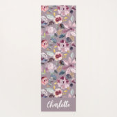 Lilac Floral Pattern Monogram  Yogamatte (Rückseite)