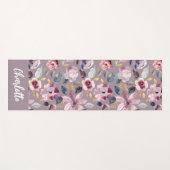 Lilac Floral Pattern Monogram  Yogamatte (Vorderseite (Horizontal))