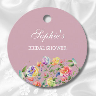 Lilac Floral Peach Pink Roses Brautparty Geschenkanhänger
