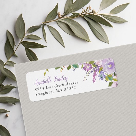 Lilac Floral Personalisiert Rücksendeadressen-Aufk