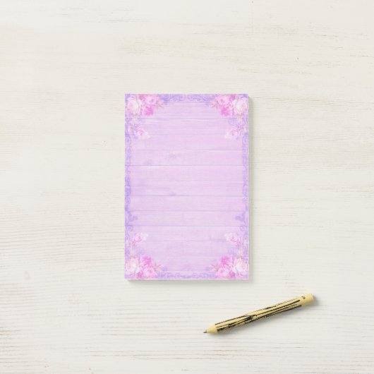 Lilac Floral Post-it Klebezettel (Auf Schreibtisch)