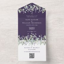 Lilac Floral Purple Monogram QR Code Wedding