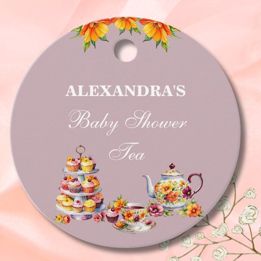 Lilac Floral Tea Baby Dusche Vielen Dank Geschenkanhänger