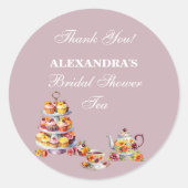 Lilac Floral Tee Party Brautparty Gefallen Runder Aufkleber (Vorderseite)