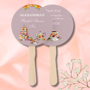 Lilac Floral Tee Party Brautparty Handlüfter Fächer