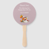 Lilac Floral Tee Party Brautparty Handlüfter Fächer (Rückseite)