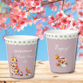 Lilac Floral Tee Party Brautparty Paper Pappbecher