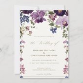 Lilac Floral Vintage Wedding Einladung (Vorderseite)