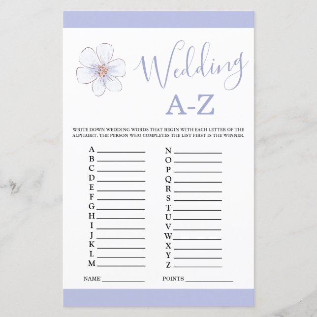 Lilac Floral Was in Purse Brautparty Game (Vorderseite)