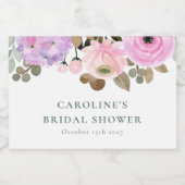 Lilac Floral Watercolor Brautparty Custom Mini Schaumweinetikett (Einzelnes Label)