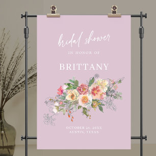 Lilac Floral Watercolor Brautparty Willkommen Poster