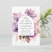 Lilac Floral Watercolor Christliche Bibelhochzeit Save The Date (Stehend Vorderseite)