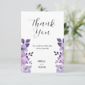 Lilac Floral Wedding Dankeskarte (Stehend Vorderseite)