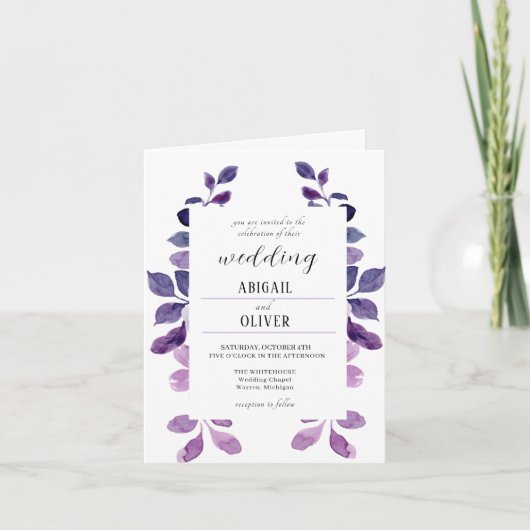 Lilac Floral Wedding Einladung (Vorderseite)
