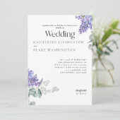 Lilac Floral Wedding Einladung (Stehend Vorderseite)