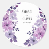 Lilac Floral Wedding Runder Aufkleber (Vorderseite)