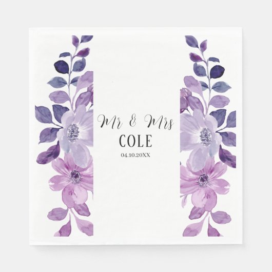Lilac Floral Wedding Serviette (Vorderseite)