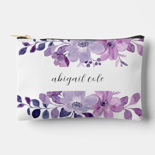 Lilac Floral Wedding Zubehörtasche (Vorderseite)