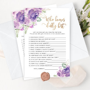 Lilac floral Wer Papa kennt das beste Baby Duschsp
