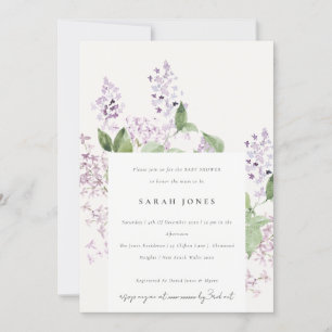 Lilac Floral Wreath Hütte Garden Baby Dusche Einladung