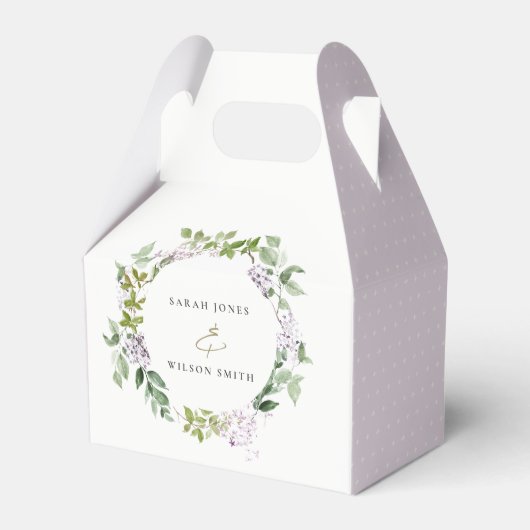 Lilac Floral Wreath Hütte Garden Wedding Geschenkschachtel (Vorderseite)