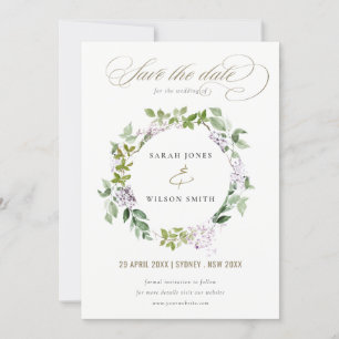 Lilac Floral Wreath Hütte Garden Wedding Save The Date
