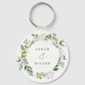 Lilac Floral Wreath Hütte Garden Wedding Schlüsselanhänger (Vorderseite)