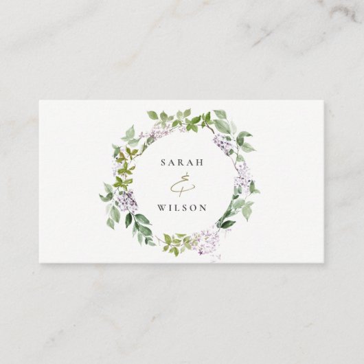 Lilac Floral Wreath Hütte Garden Wedding Website Begleitkarte (Vorderseite)