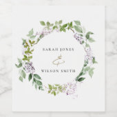 Lilac Floral Wreath Hütte Garden Wedding Weinetikett (Einzelnes Label)