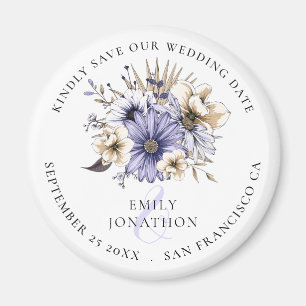 Lilac Florals Wedding Keepake Save the Date Magnet