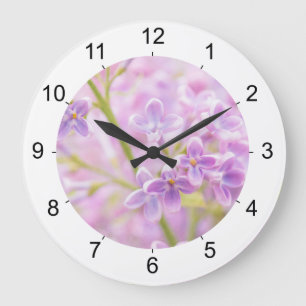 Lilac Flowers Mist Große Wanduhr