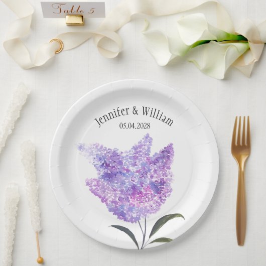Lilac Flowers Watercolor Floral Wedding Pappteller (Hochzeit)