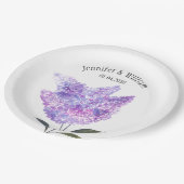 Lilac Flowers Watercolor Floral Wedding Pappteller (Schrägansicht)