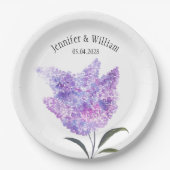Lilac Flowers Watercolor Floral Wedding Pappteller (Vorderseite)
