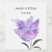 Lilac Flowers Watercolor Floral Wedding Weinetikett (Einzelnes Label)