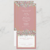 Lilac Foliage florale Dusty Rose in einer Hochzeit Einladung (Vorne/Hinten)