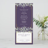 Lilac Foliage Lila in einer Hochzeitdetails Einladung (Stehend Vorderseite)
