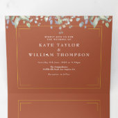 Lilac Foliage Terracotta Monogram Foto Wedding Dreifach Gefaltete Einladung (Innen Erste Seite)